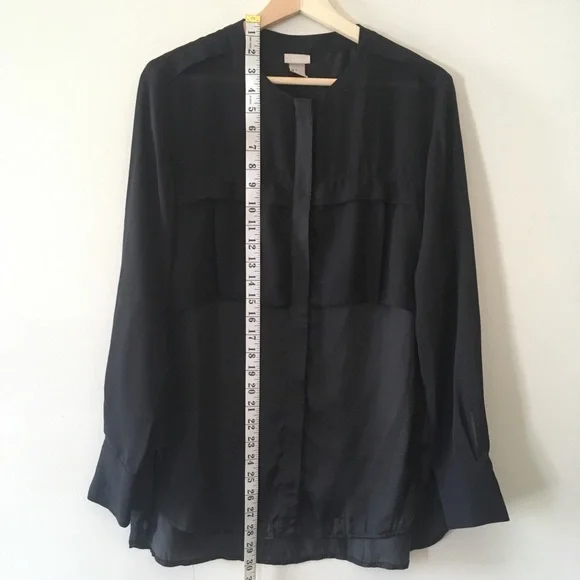 CLOSET CLEAR OUT - sophisticated black georgette and satin oversized shirt - Picture 9 of 10